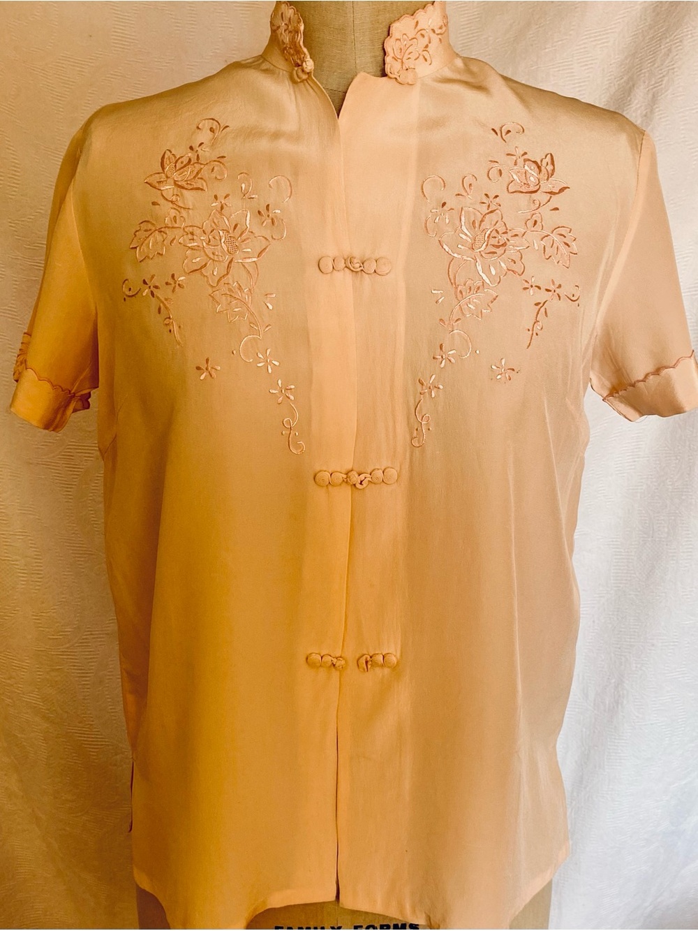 Vintage pure silk hand embroidered